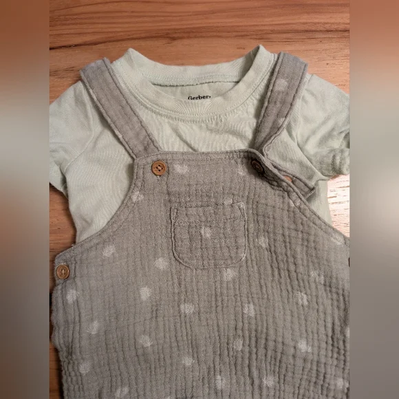 2-Piece Baby Neutral Palms Overall Romper and T-Shirt Set - Picture 3 of 7